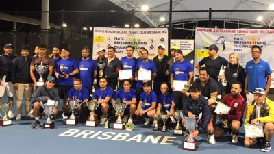 अष्ट्रेलियाव्यापी नेपाली टेनिस प्रतियोगिता ब्रिजवेनमा सम्पन्न, मेलबर्न भयो हाबी